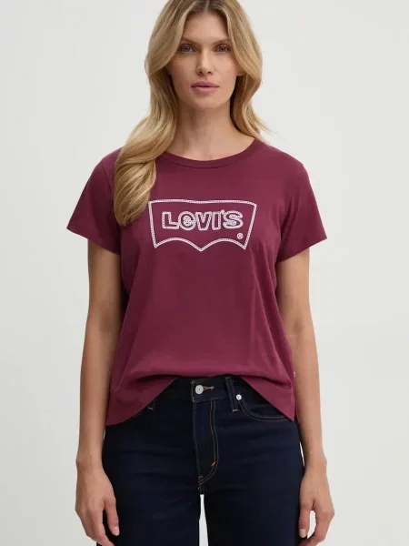 Koszulka Levi's Graphic Boxy krótki rękaw zgaszona czerwień XS czerwona