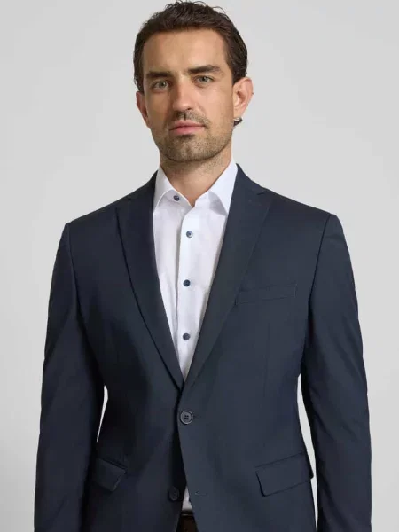 Marynarka garniturowa o kroju slim fit z dodatkiem S.oliver Black Label granatowa