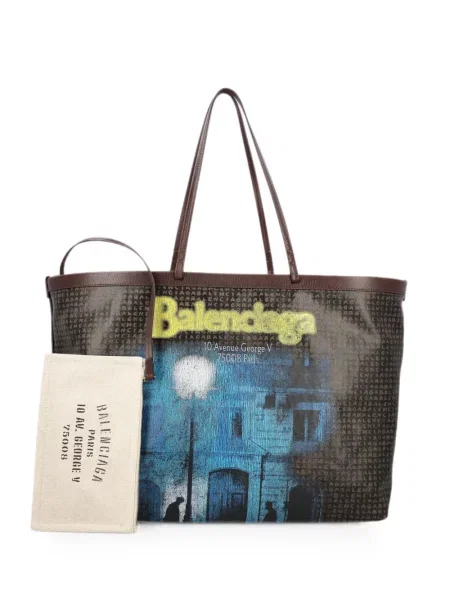 Geantă shopper Balenciaga din piele cu imagine maro