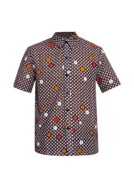 Scurt cămașă Mm6 Maison Margiela cu model floral cu imagine maro