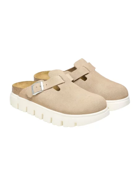 Klapki Birkenstock skórzane beżowe