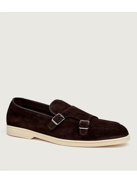 Doucal's Pantofi monk | piele întoarsă maro