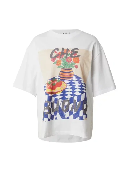 EDITED Tricou Xia ecru / bleumarin / gri alb