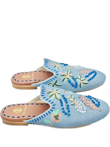 Květinové tenisky De Siena Shoes s korálky modré