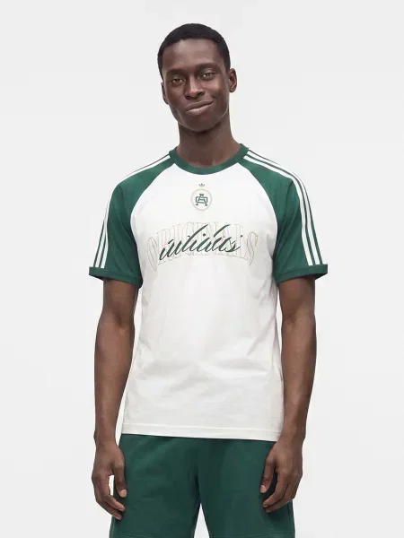 ADIDAS ORIGINALS Tričko béžová / tmavozelená biela