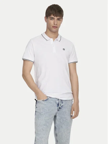 Only & Sons Tricou polo Fletcher alb