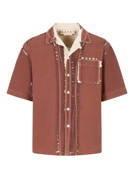 Košile Marni s autogramem hnědá