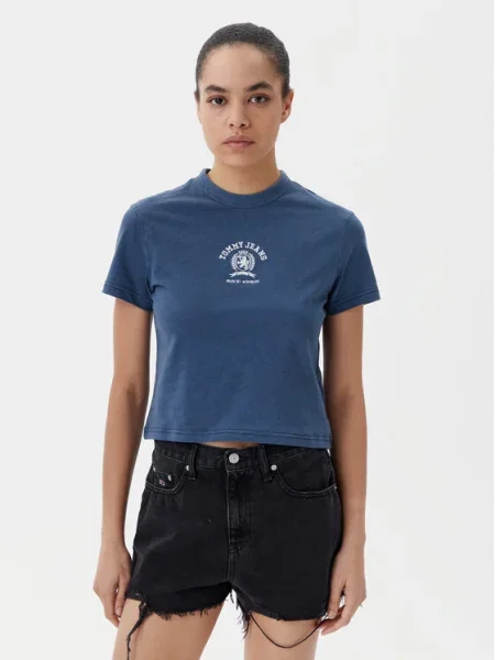 Tommy Jeans Póló Varsity sötétkék