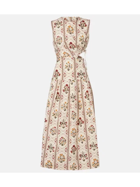 Rochie midi Agua By Agua Bendita cu model floral până la genunchi de costum alb