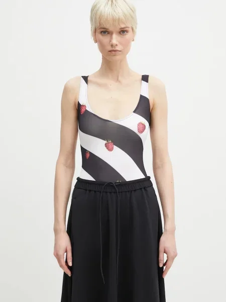 Fiorucci body Striped Raspberry Print negru