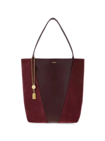 Geantă shopper Chloé din piele de căprioară roșu