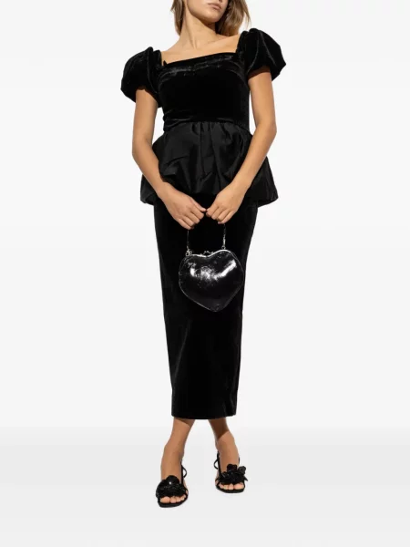 Rochie midi Self-portrait de catifea negru