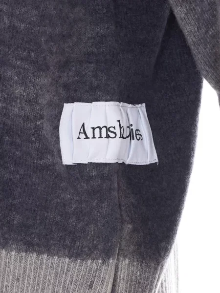 Pulover Amish cu decolteu rotund cu autograf gri