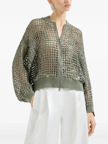 Cardigan Brunello Cucinelli lung verde