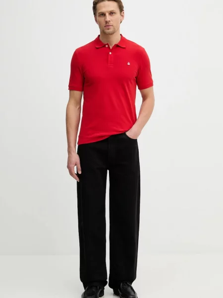 United Colors of Benetton polo majica z elastanom rdeča