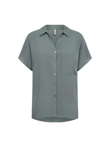 Krótka koszula Soyaconcept z krótkim rękawem zielona
