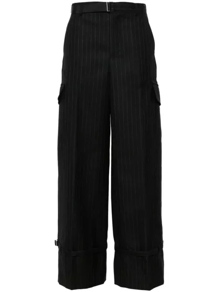 Pantaloni Sacai cu dungi negru