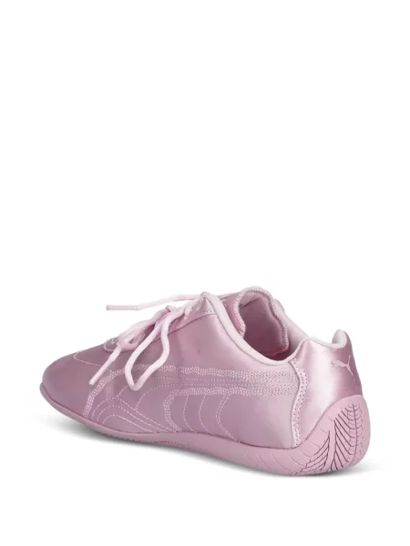 Top Puma cu broderie din satin roz