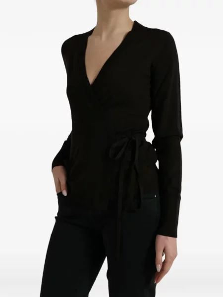 Lung pulover Dolce & Gabbana cu decolteu în V negru