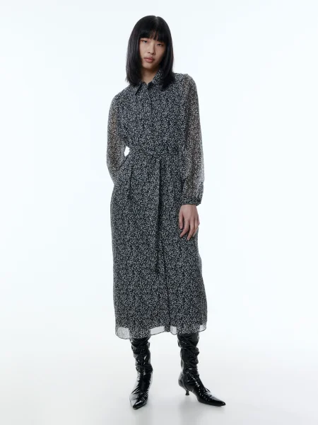 EDITED Rochie tip bluză Zakia negru alb