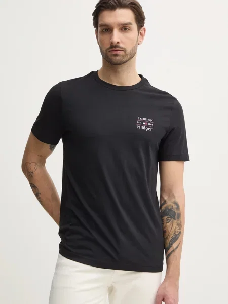 Tričko Tommy Hilfiger s potiskem černá