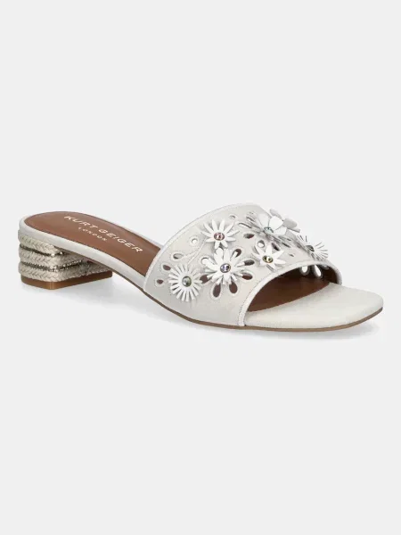 Велурени чехли Kurt Geiger London Flower Low Sandal с дебел сиво