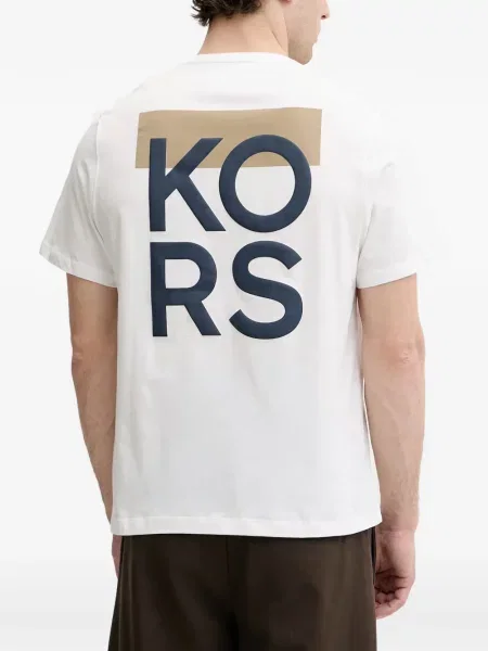 Tricou Michael Kors din jerseu cu autograf alb