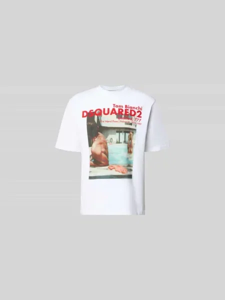 T-shirt o kroju loose fit z czystej bawełny Dsquared2 biała
