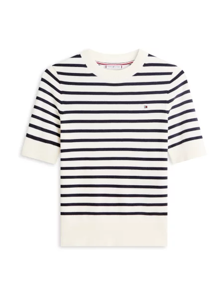 TOMMY HILFIGER Pulover albastru marin alb