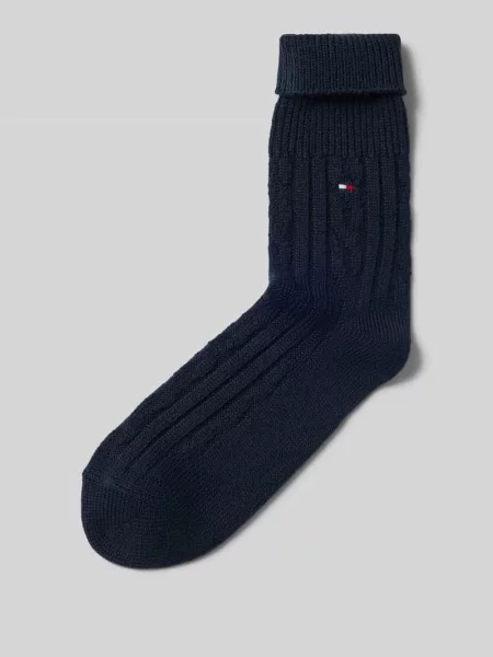 Skarpety z detal z logo Tommy Hilfiger granatowe