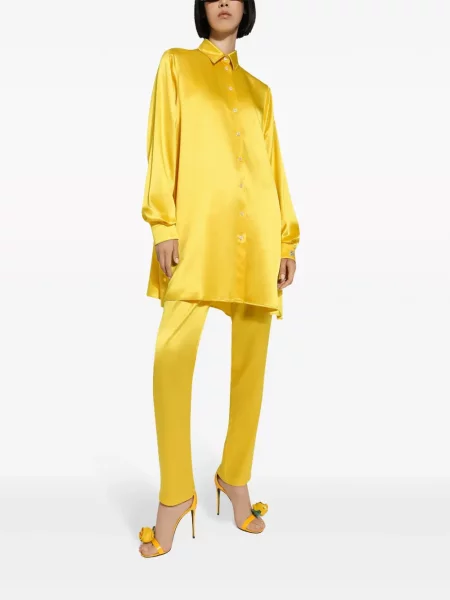 Cămașă Dolce & Gabbana din satin galben