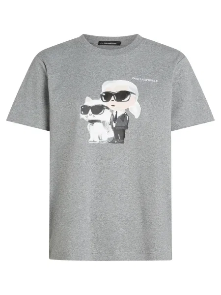 Karl Lagerfeld Tricou gri amestecat / negru / natural alb