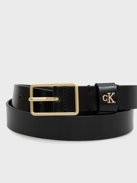 Кожаный ремень Calvin Klein с пряжкой черный