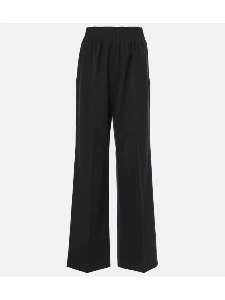 Lniane szerokie spodnie Fforme czarne