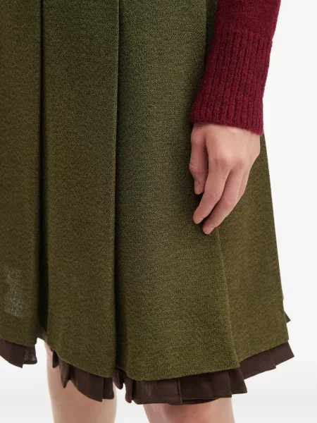 Mini fusta plisata Shushu/tong plisată verde