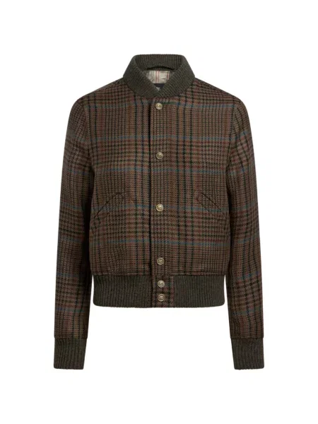 Geacă bomber Etro cu broderie de lână maro