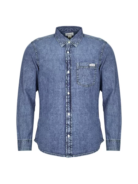 Casual srajca Calvin Klein Jeans z dolgimi rokavi modra