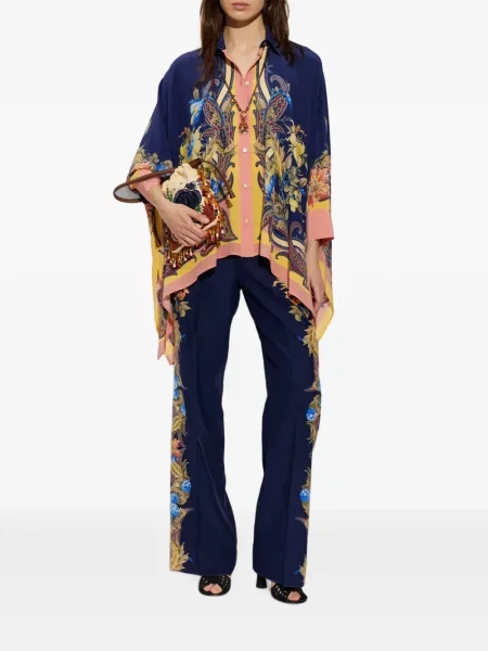 Ασύμμετρο πουκάμισο Etro με σχέδιο paisley μπλε