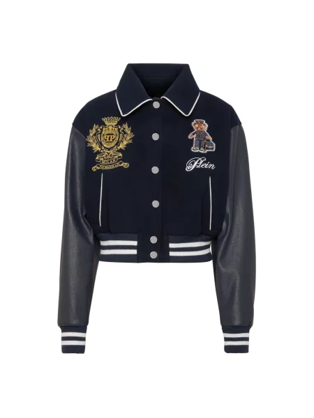 Kurtka bomber Philipp Plein typu teddy niebieski