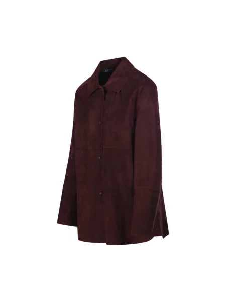 Lekka kurtka skórzana Max Mara Studio brązowa