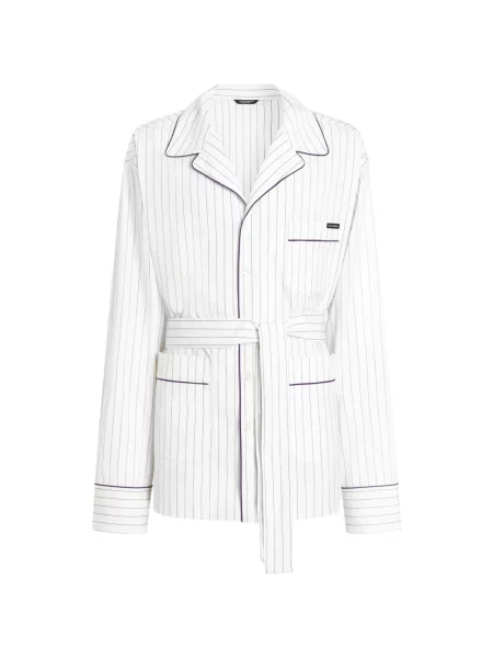 Халат Dolce & Gabbana на райета поплин бяло