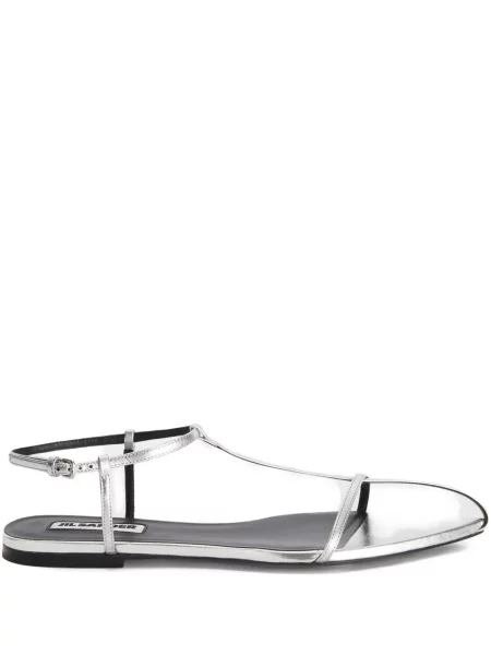 Sandale Jil Sander din piele argintiu