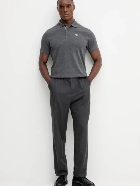 Клетчатое поло Barbour с аппликацией зеленое