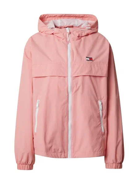 Tommy Jeans Jakna protiv vjetra Chicago Ružičasta bijela