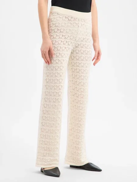 Noisy May spodnie z dzianiny Laika Kobiety dzianina grubo tkana S biały