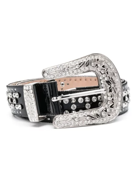 Curea Philipp Plein din piele de cristal negru