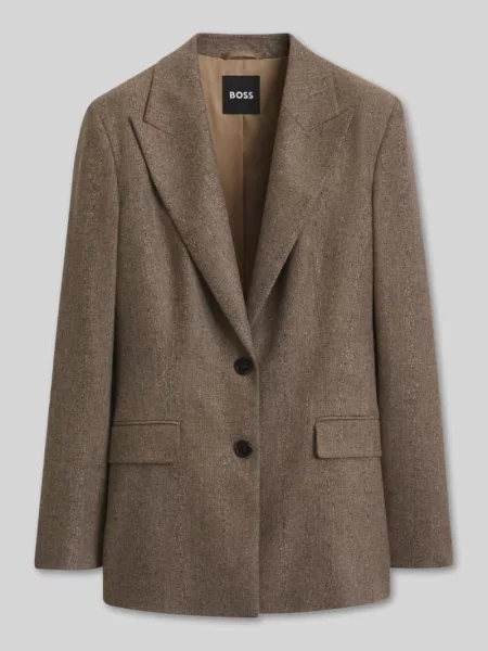 Długi żakiet o kroju slim fit z mieszanka model Jonahsa' Boss beżowa