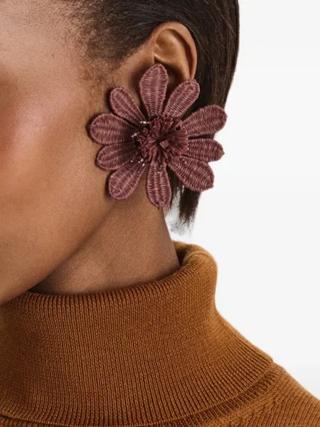 Cercei Oscar De La Renta cu model floral maro
