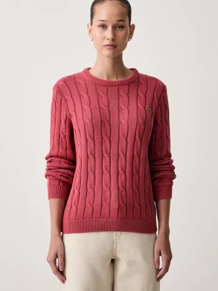 U.S. Polo Assn. sveter dámsky CREW NECK CABLE červená
