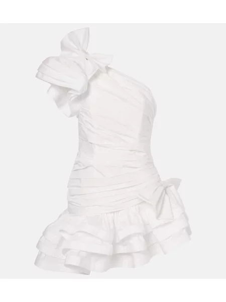 Obleka z volančki Alessandra Rich z volani bela